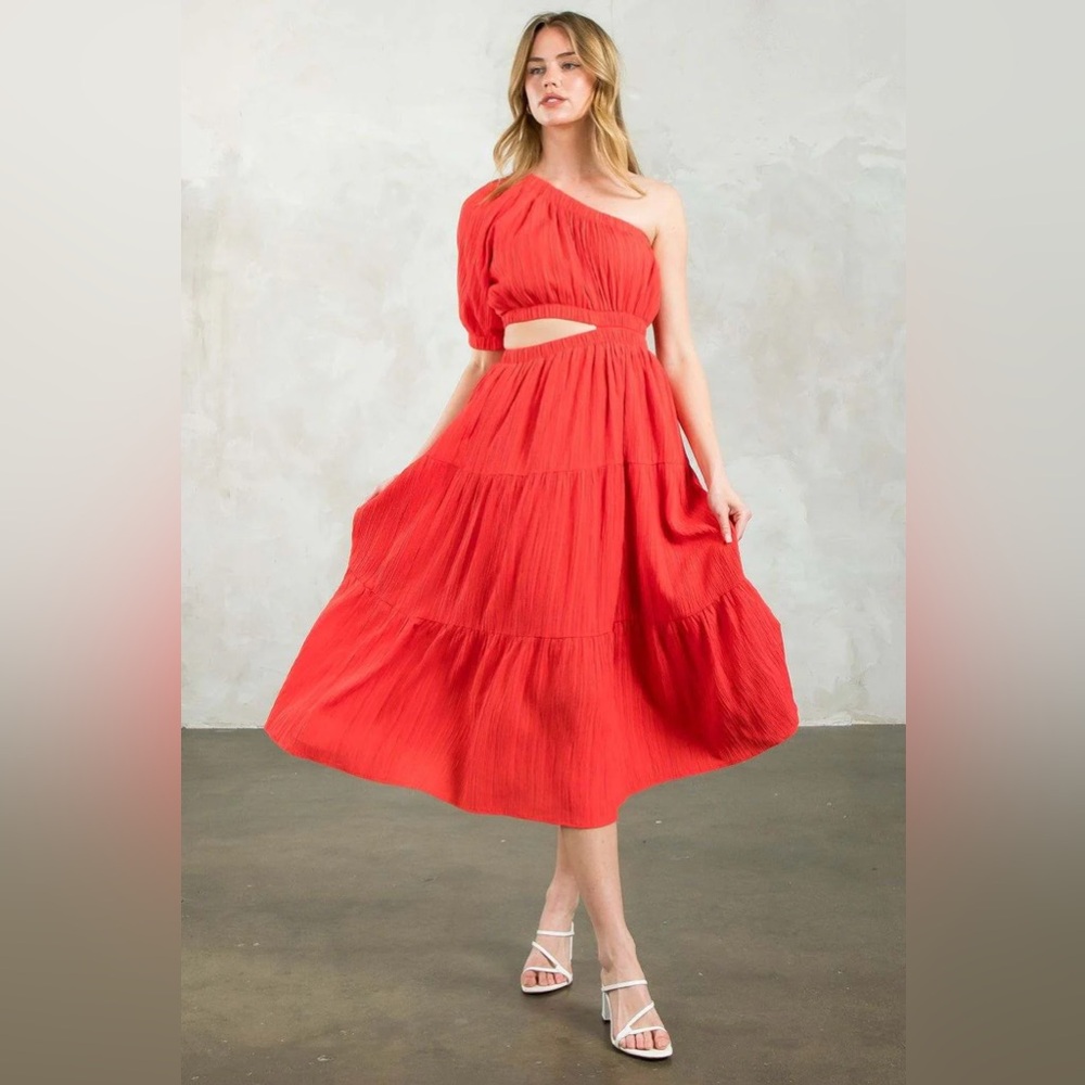 NWT THML One Shoulder Cut Out Midi Dress Size Medium